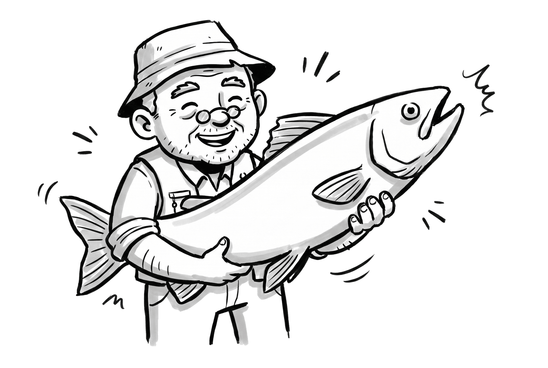 Gramps proudly holding up a large trophy-sized fish